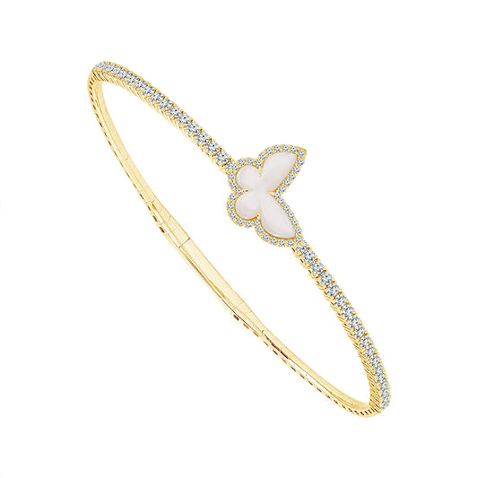 Brazalete tipo brazalete con forma de mariposa - Oro de 14 quilates y diamantes de 1,07 quilates