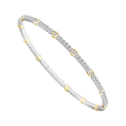 Brazalete de diamantes de oro blanco de 14 k de 2,10 ct total