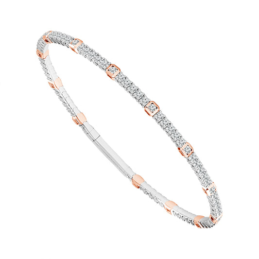 Brazalete de diamantes de oro blanco de 14 k de 2,10 ct total