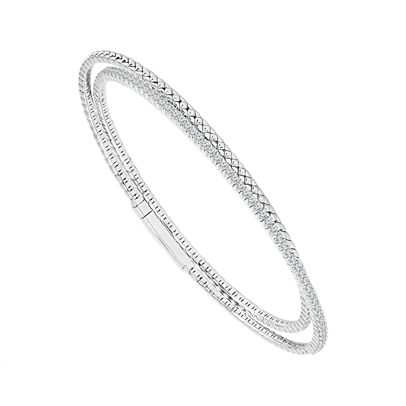 Brazalete de diamantes de oro blanco de 14 k de 0,75 ct total