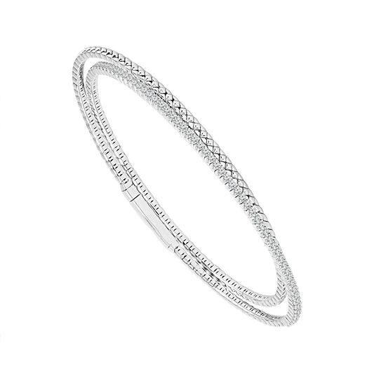 Brazalete de diamantes de oro blanco de 14 k de 0,75 ct total