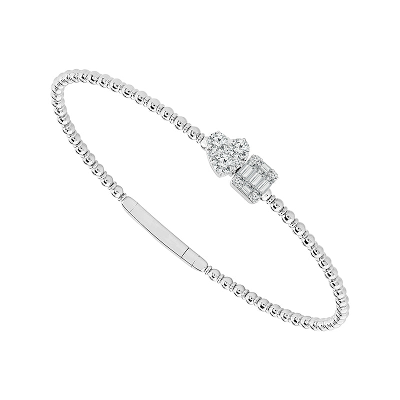Brazalete de diamantes de oro blanco de 14 k de 0,60 ct total