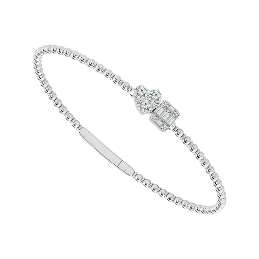 Brazalete de diamantes de oro blanco de 14 k de 0,60 ct total