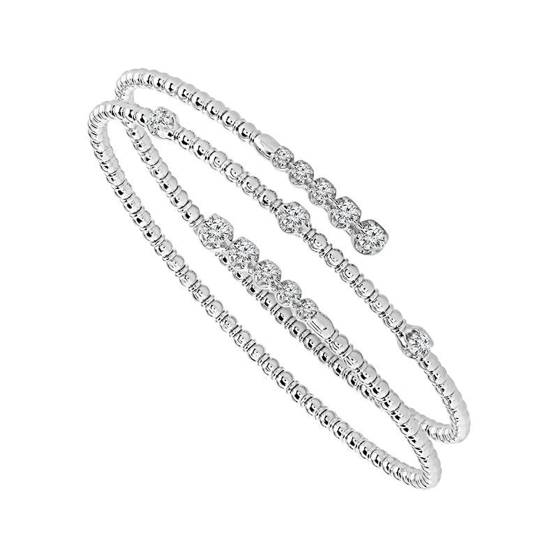 Brazalete de diamantes de oro blanco de 14 k de 0,75 ct total