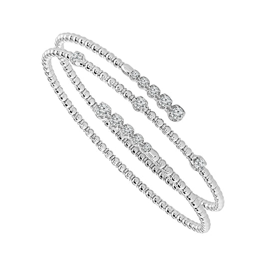 Brazalete de diamantes de oro blanco de 14 k de 0,75 ct total
