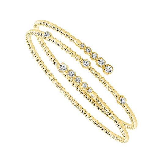 Brazalete de diamantes de oro blanco de 14 k de 0,75 ct total