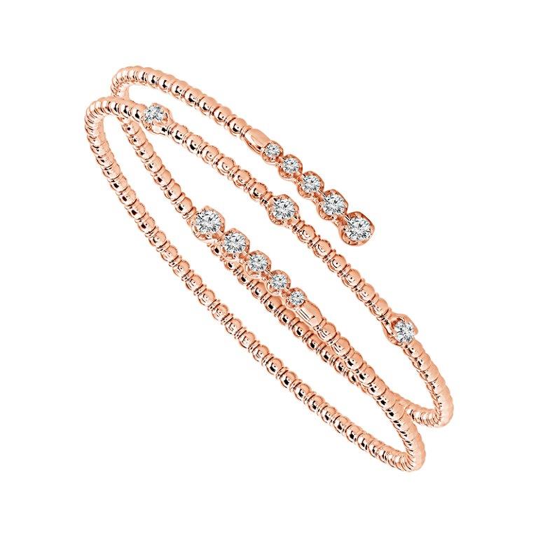 Brazalete de diamantes de oro blanco de 14 k de 0,75 ct total