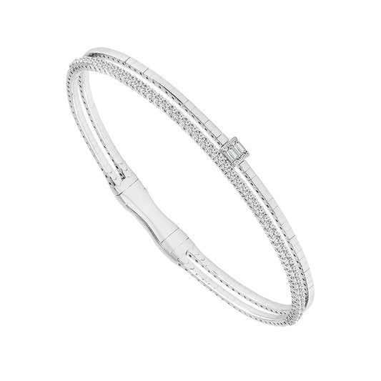 Brazalete de diamantes de oro blanco de 14 k de 0,50 ct total