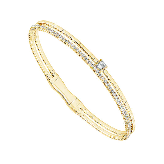 Brazalete de diamantes de oro blanco de 14 k de 0,50 ct total