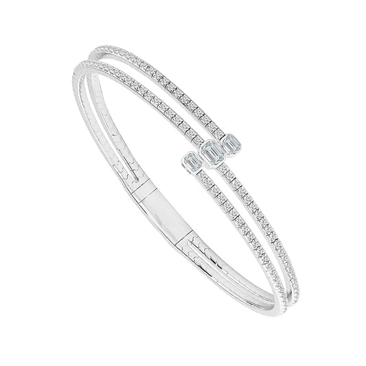 Brazalete de diamantes a la moda de oro blanco de 14 k de 1,10 ct total