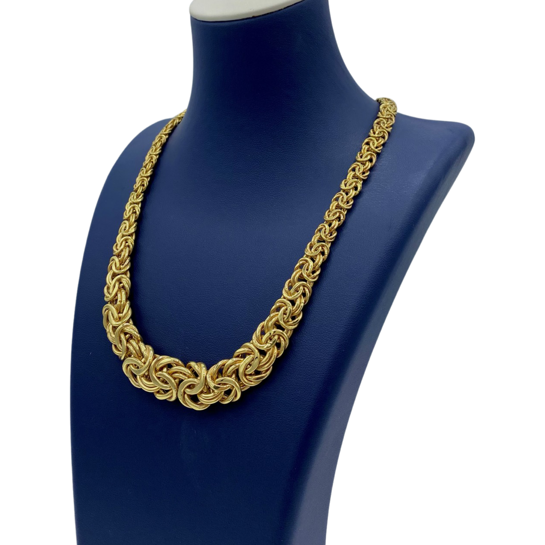 Princess Cut Byzantine Necklace In 14K Yellow Gold