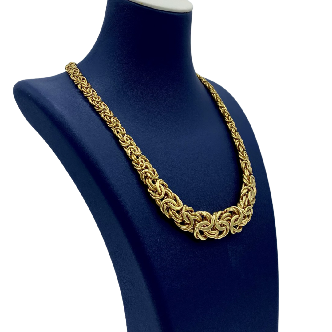 Princess Cut Byzantine Necklace In 14K Yellow Gold