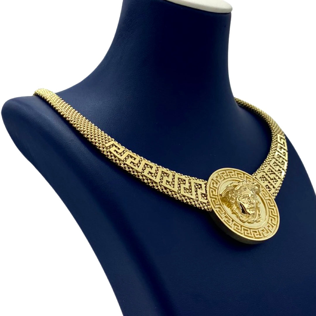 Medusa Fashion Charm Necklace In 14K Yellow Gold