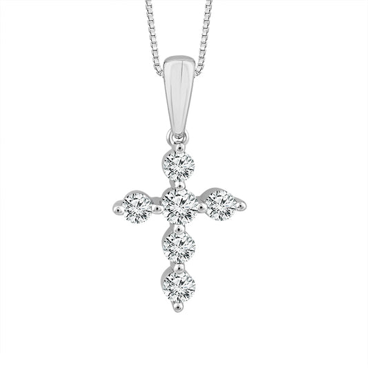 Diamond Cross Pendant 0.20 ct tw 10k White Gold