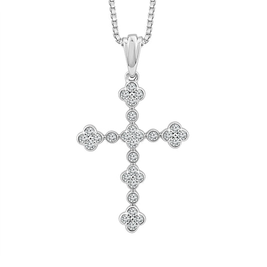 Diamond Cross Pendant 0.20 ct tw 10k White Gold