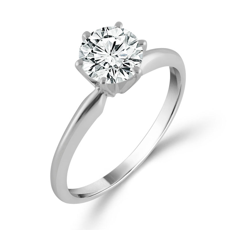 Solitario Luminoso - Anillo de Diamante Redondo de 1 Quilate en Oro de 14 Quilates