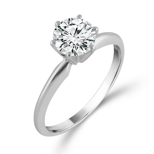 Solitario Luminoso - Anillo de Diamante Redondo de 1 Quilate en Oro de 14 Quilates