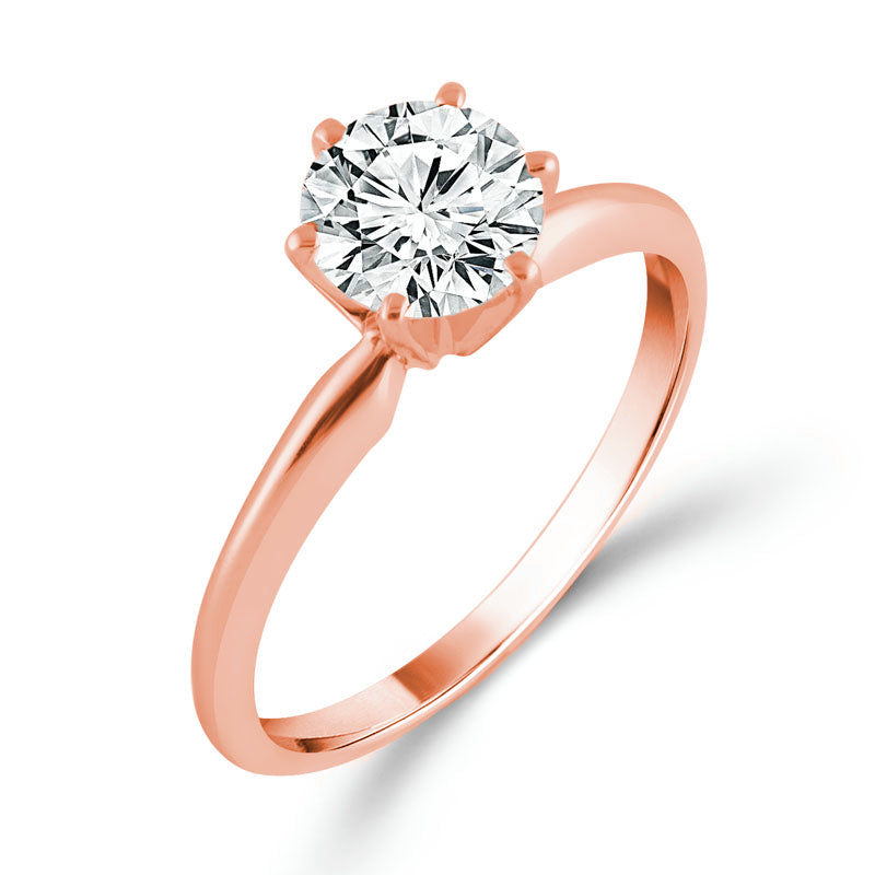 Solitario Luminoso - Anillo de Diamante Redondo de 1 Quilate en Oro de 14 Quilates