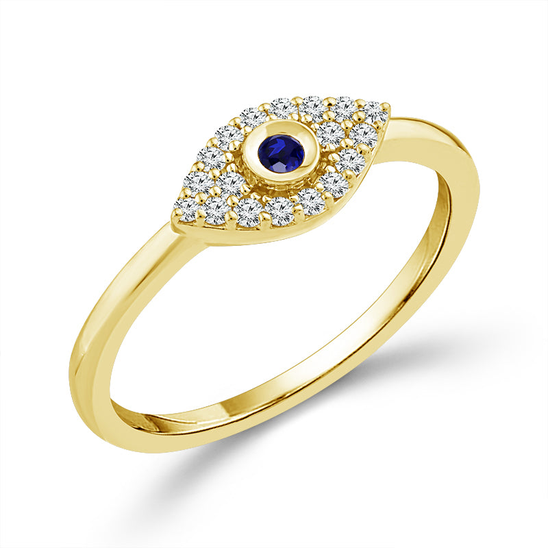 Evil Eye Fashion Diamond Ring 0.13 ct tw 14k Yellow Gold