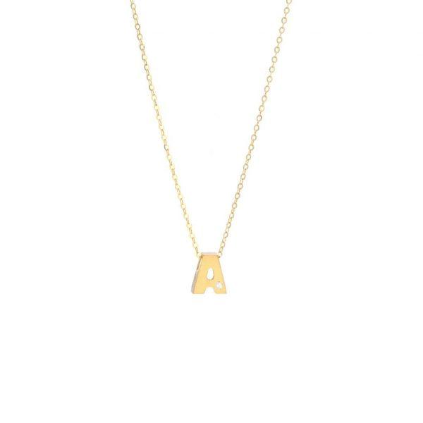 Single Diamond Letter Charm Necklace: A-Z - Ariel's Jewelry