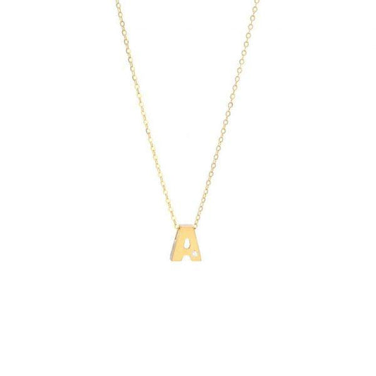 Single Diamond Letter Charm Necklace: A-Z - Ariel's Jewelry
