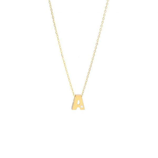 Single Diamond Letter Charm Necklace: A-Z - Ariel's Jewelry 