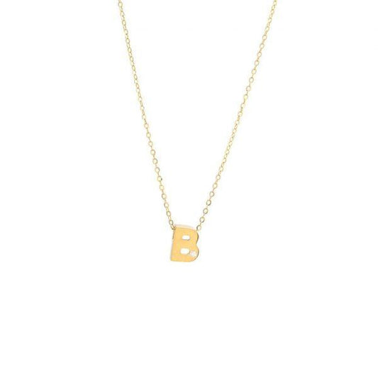 Single Diamond Letter Charm Necklace: A-Z - Ariel's Jewelry