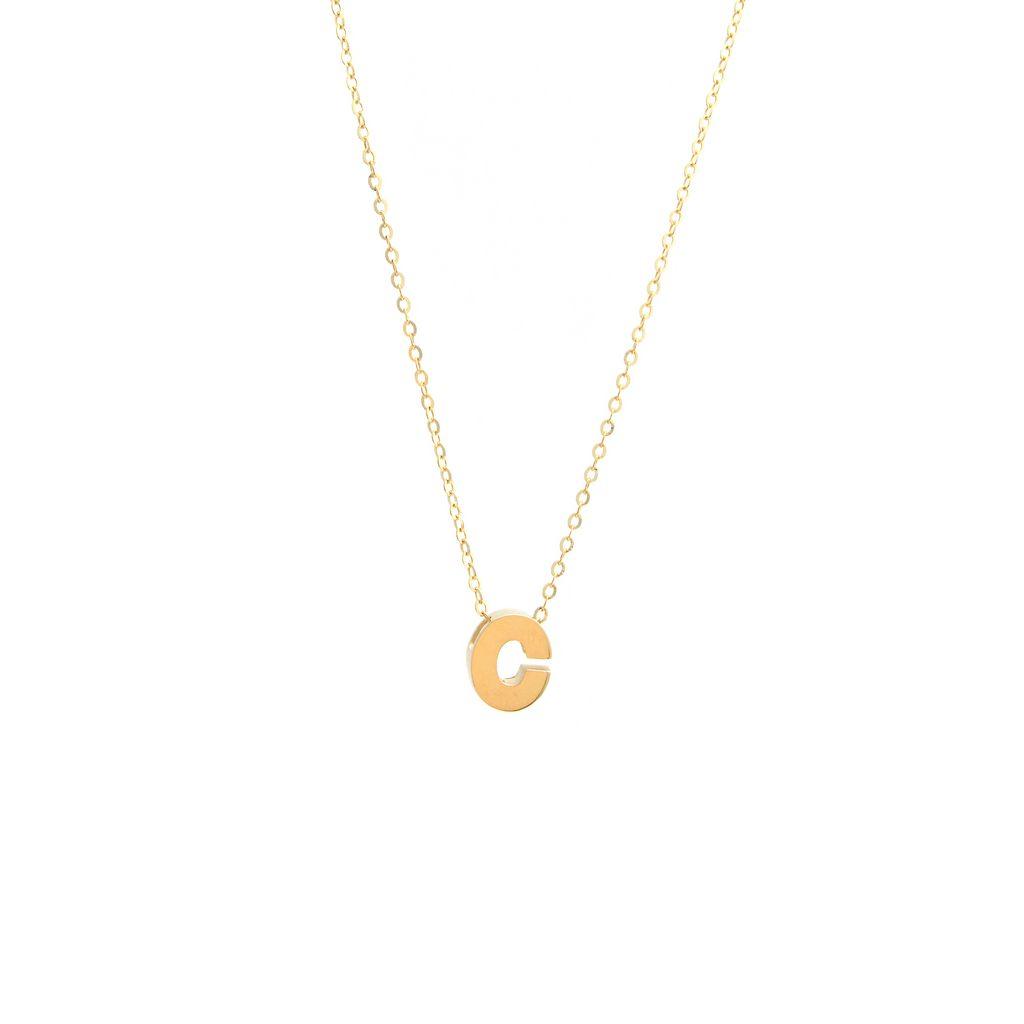 All Gold Letter Charm Necklace: A-Z - Ariel's Jewelry