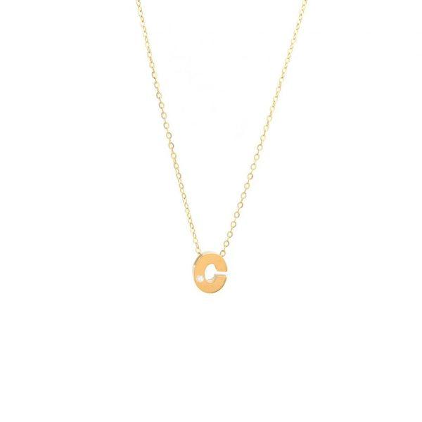 Single Diamond Letter Charm Necklace: A-Z - Ariel's Jewelry