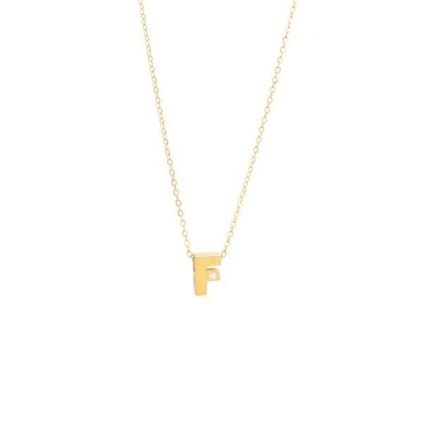 Single Diamond Letter Charm Necklace: A-Z - Ariel's Jewelry