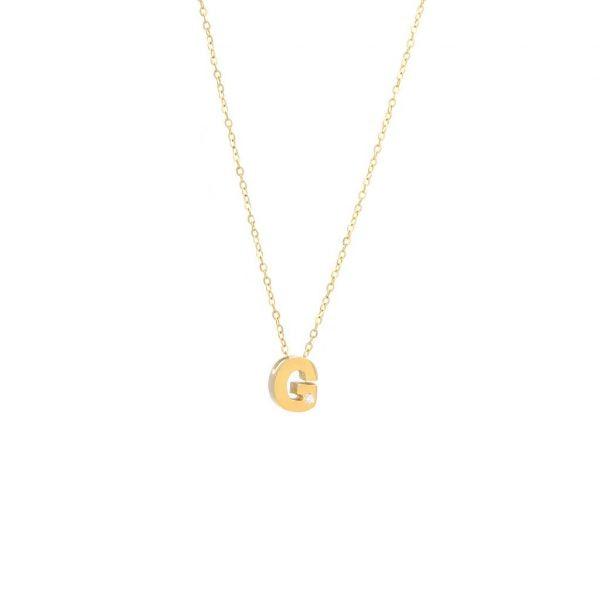 Single Diamond Letter Charm Necklace: A-Z - Ariel's Jewelry