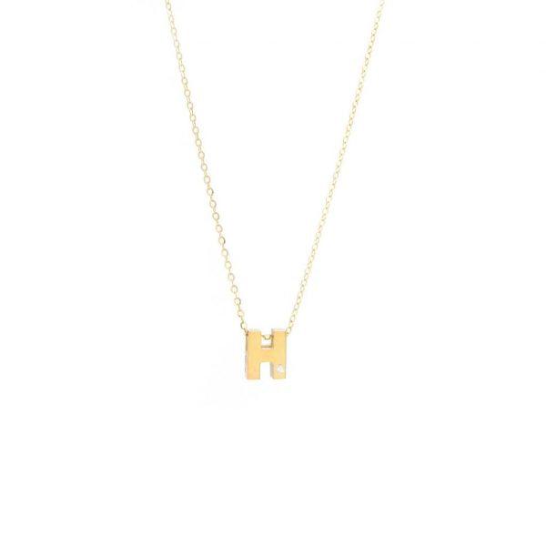 Single Diamond Letter Charm Necklace: A-Z - Ariel's Jewelry