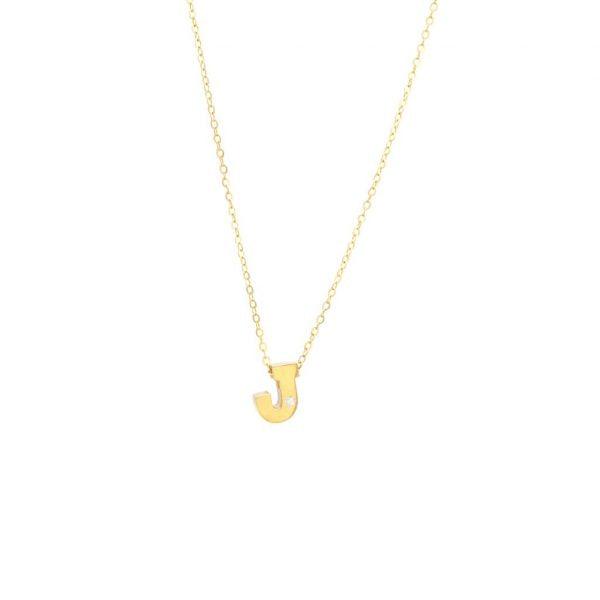 Single Diamond Letter Charm Necklace: A-Z - Ariel's Jewelry