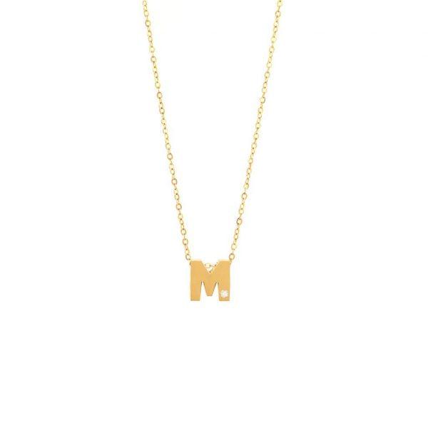 Single Diamond Letter Charm Necklace: A-Z - Ariel's Jewelry
