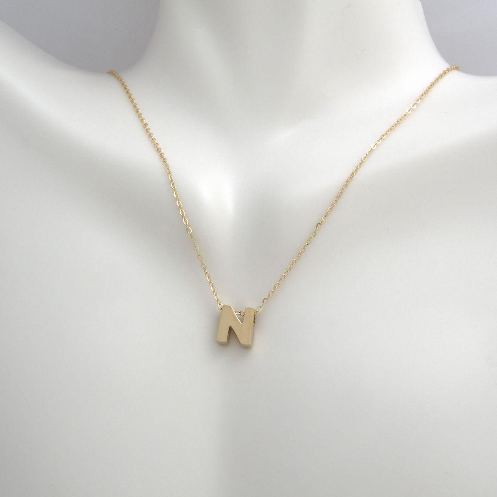 All Gold Letter Charm Necklace: A-Z - Ariel's Jewelry