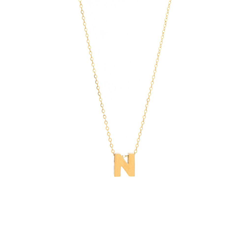 All Gold Letter Charm Necklace: A-Z - Ariel's Jewelry