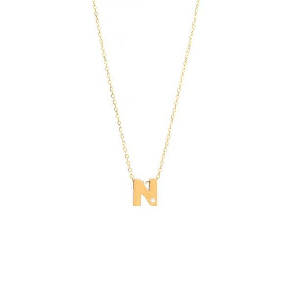 Single Diamond Letter Charm Necklace: A-Z - Ariel's Jewelry