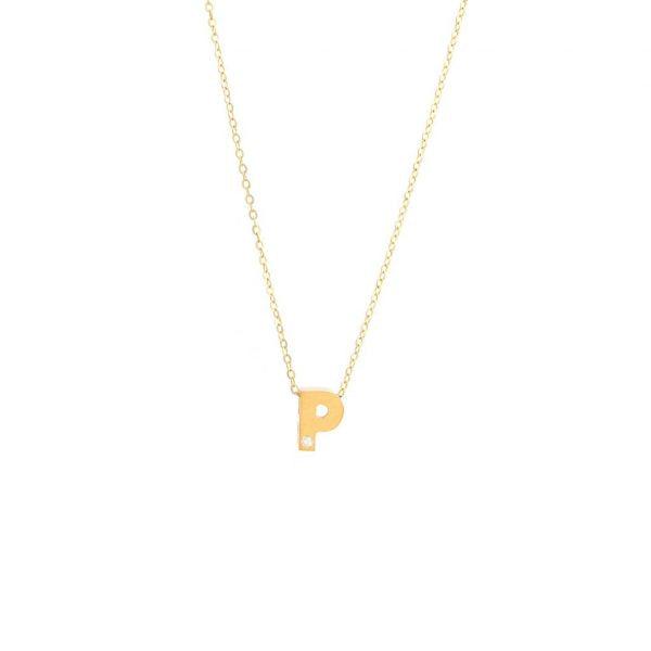 Single Diamond Letter Charm Necklace: A-Z - Ariel's Jewelry