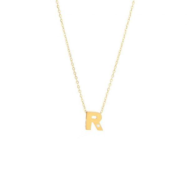 Single Diamond Letter Charm Necklace: A-Z - Ariel's Jewelry