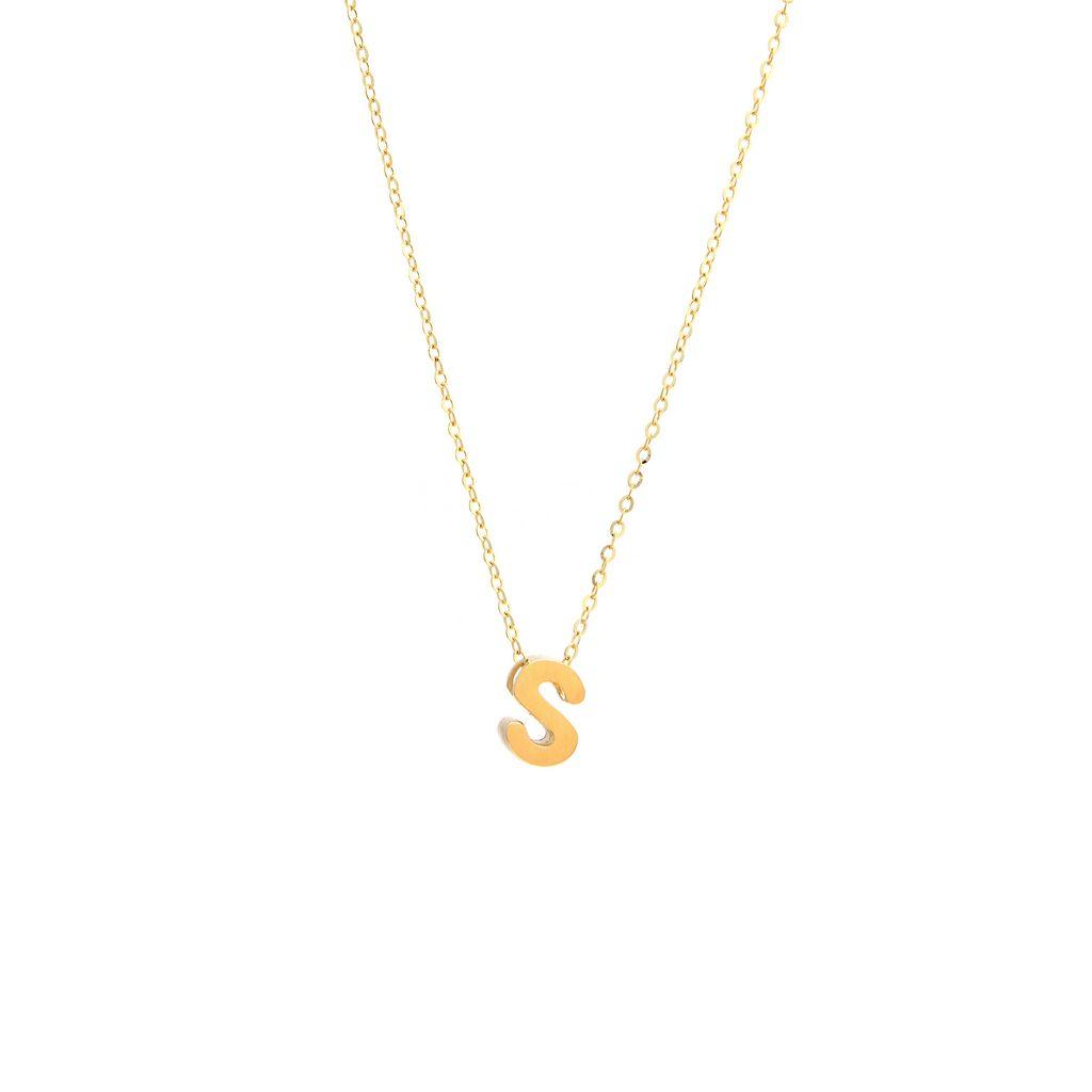All Gold Letter Charm Necklace: A-Z - Ariel's Jewelry