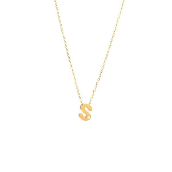 Single Diamond Letter Charm Necklace: A-Z - Ariel's Jewelry