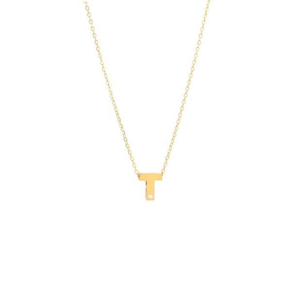 Single Diamond Letter Charm Necklace: A-Z - Ariel's Jewelry