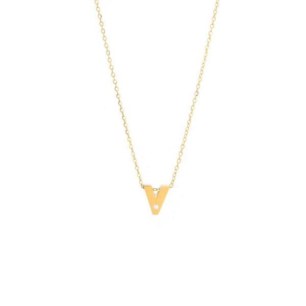 Single Diamond Letter Charm Necklace: A-Z - Ariel's Jewelry