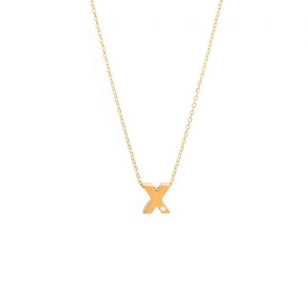 Single Diamond Letter Charm Necklace: A-Z - Ariel's Jewelry