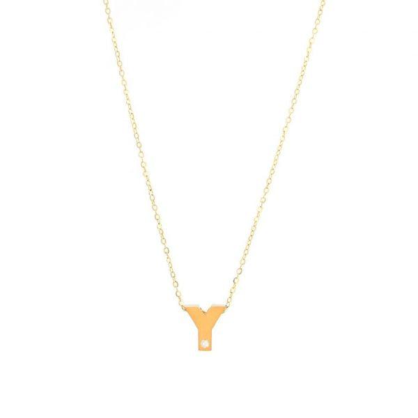 Single Diamond Letter Charm Necklace: A-Z - Ariel's Jewelry