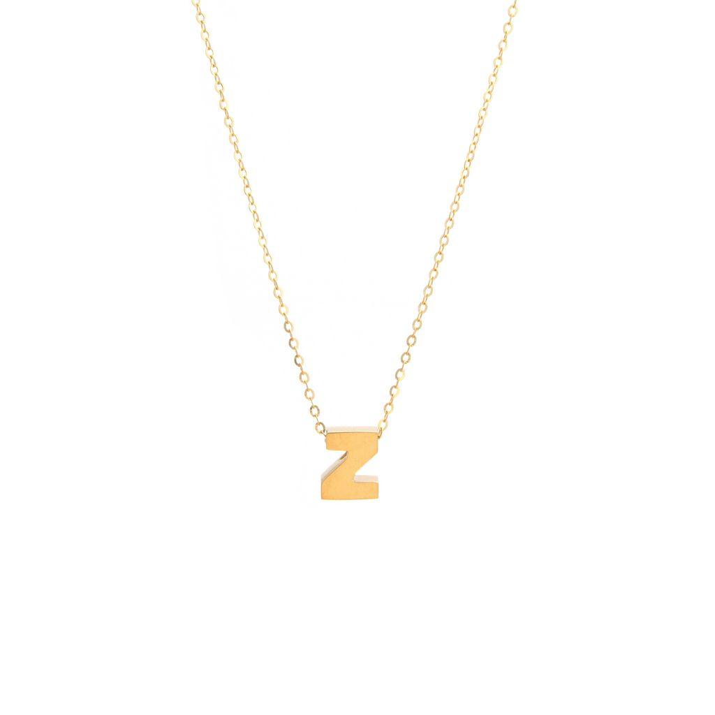 All Gold Letter Charm Necklace: A-Z - Ariel's Jewelry