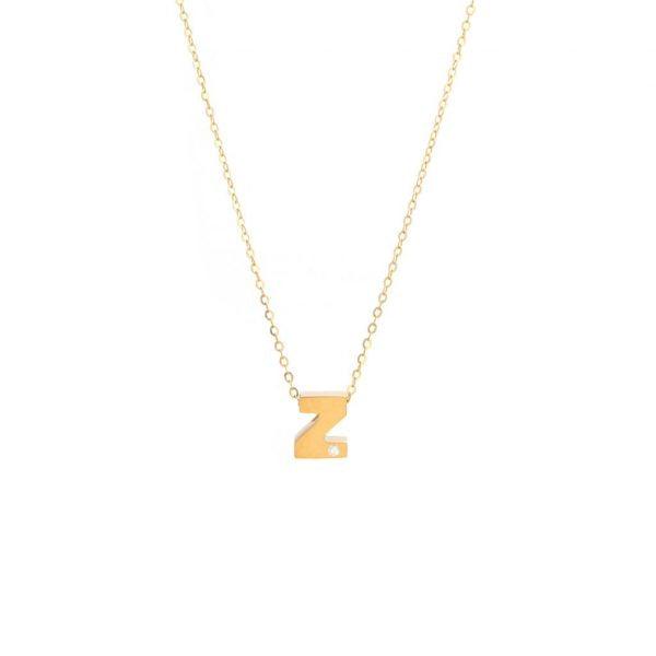 Single Diamond Letter Charm Necklace: A-Z - Ariel's Jewelry