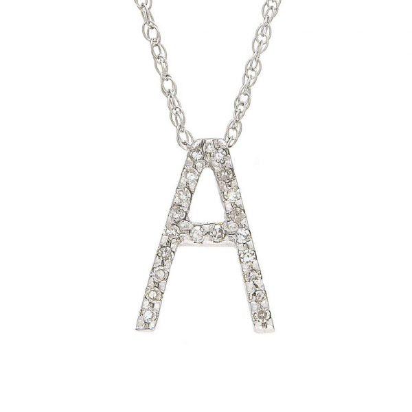 All Diamond Letter Charm Necklace, Big: A-Z - Ariel's Jewelry
