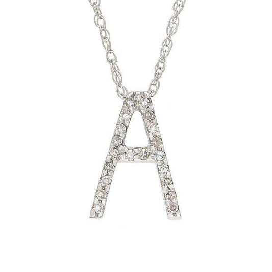 All Diamond Letter Charm Necklace, Big: A-Z - Ariel's Jewelry 