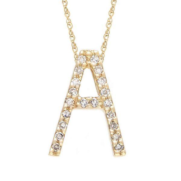 All Diamond Letter Charm Necklace, Big: A-Z - Ariel's Jewelry